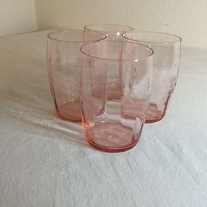 Vintage Depression Pink Rosaline Juice Glasses - Four Glasses